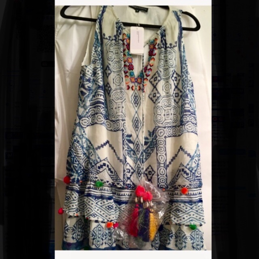 Hemant & Nandita batik blue & white dress SzM NWT